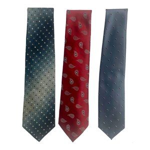 Wembley Neckties Lot of 3 Vintage Polyester Blend Red Blue Mens Ties